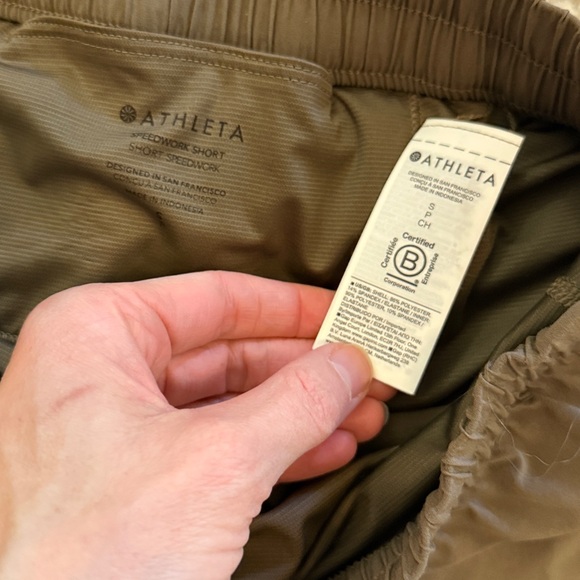 Athleta Women's Tan Speedwork Athletic Shorts - Picture 3 of 7
